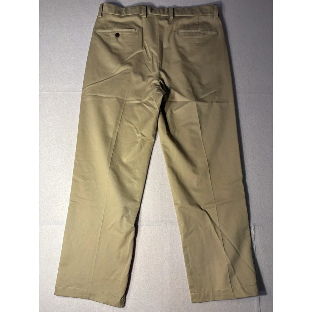 Orvis Men's Beige Twill Chino Pants 35x29 Classic Fit Stretch Pleated Front